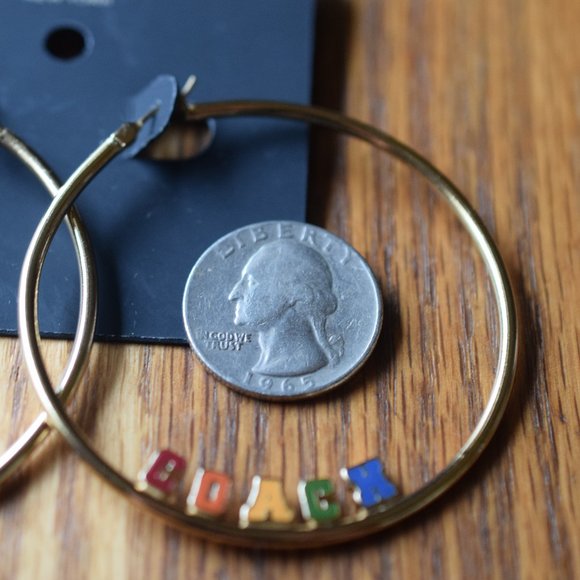 New Pride Rare Large Coach Colorful Enameled Hoop Earrings - Picture 2 of 5